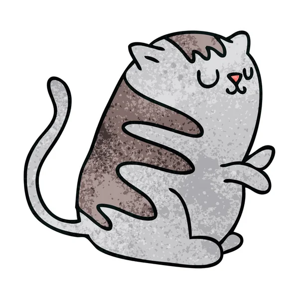 描かれた風変わりな漫画猫を手します — ストックベクタ