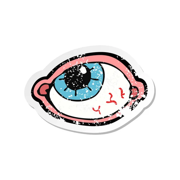 Retro Angosciato Adesivo Cartone Animato Occhio Spettrale — Vettoriale Stock
