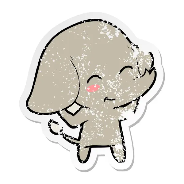 Pegatina Angustiada Lindo Elefante Dibujos Animados — Vector de stock