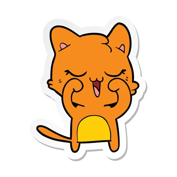 Sticker of a cartoon cat — Stock Vector