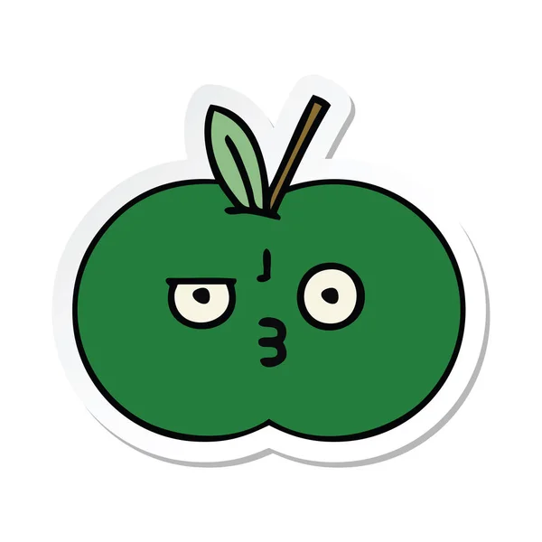 Nálepkou Roztomilý Kreslený Šťavnaté Jablko — Stockový vektor