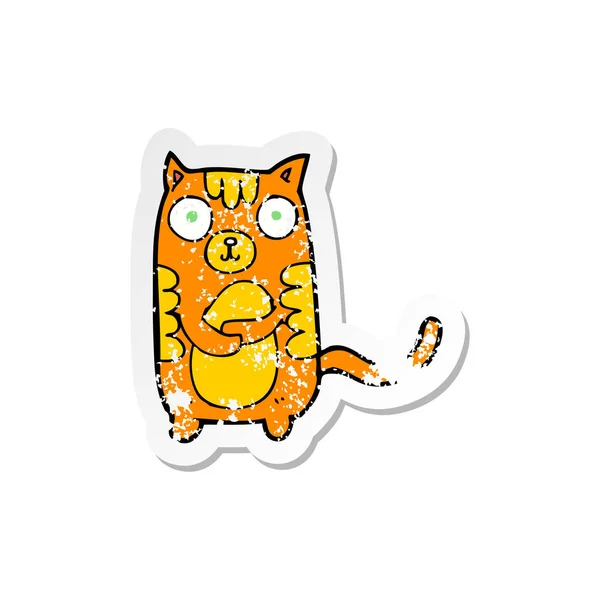 Pegatina Retro Angustiado Gato Dibujos Animados — Vector de stock