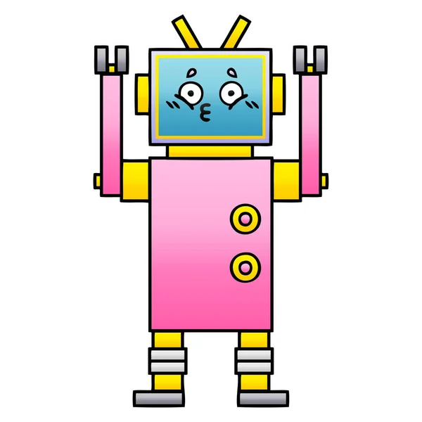 Dégradé Bande Dessinée Ombragée Robot — Image vectorielle