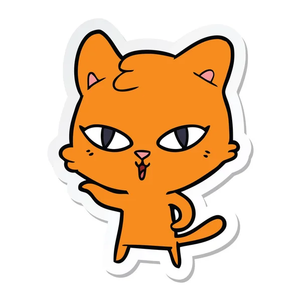 Sticker of a cartoon cat — Stock Vector