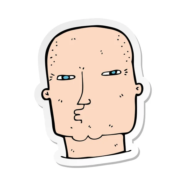 Sticker of a cartoon bald tough guy — Stock Vector