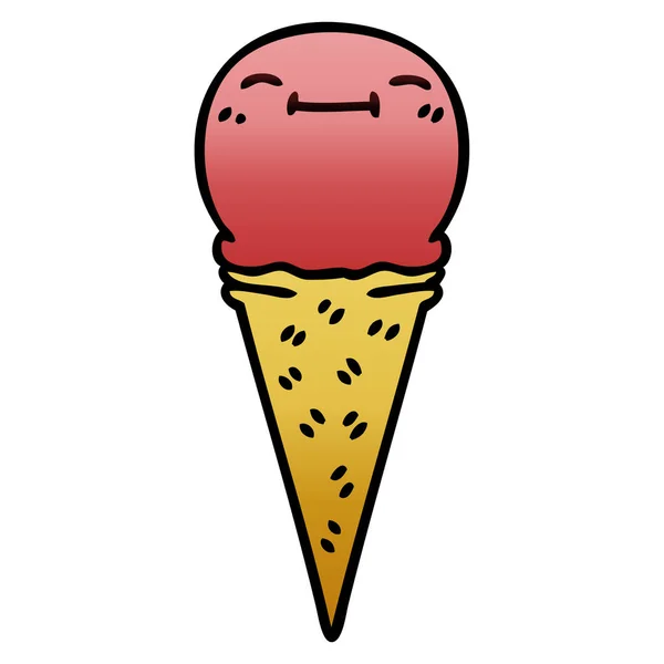 Gradiente peculiar sombreado desenhos animados feliz sorvete — Vetor de Stock