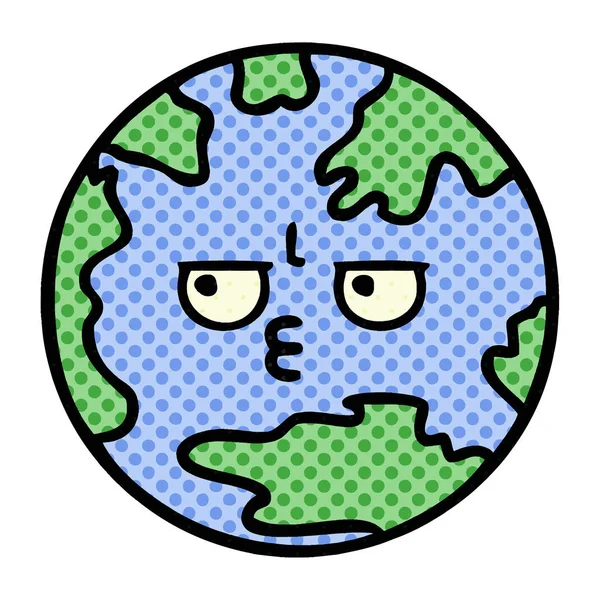 Comic book style cartoon planet earth — Stock Vector