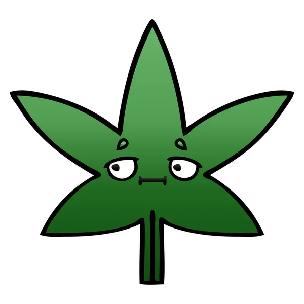 Dibujo Animado Degradado Sombreado Una Hoja Marihuana — Vector de stock