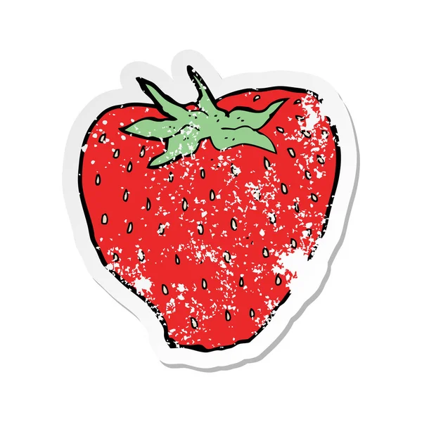 Retro Distressed Sticker Cartoon Strawberry — Stock Vector