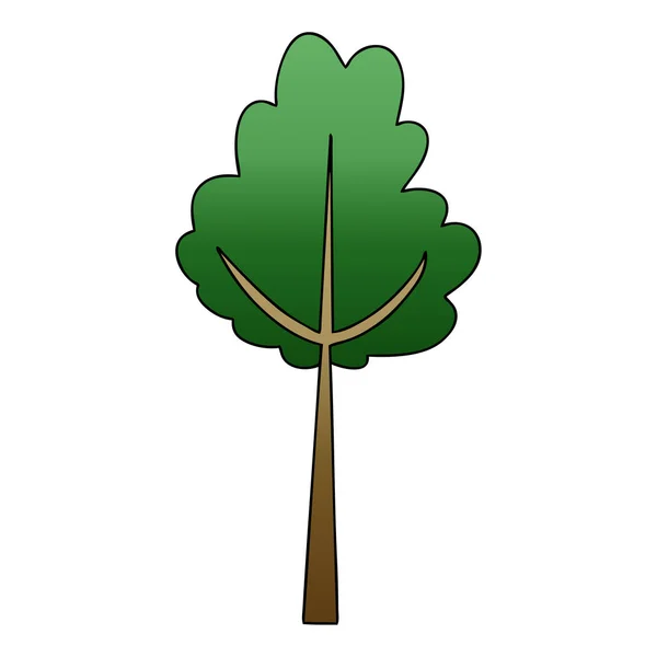 Gradien Pohon Kartun Unik Berbayang - Stok Vektor