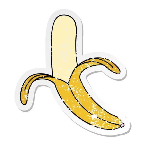 Autocollant Affligé Une Banane Dessin Animé Dessinée Main Bizarre — Image vectorielle