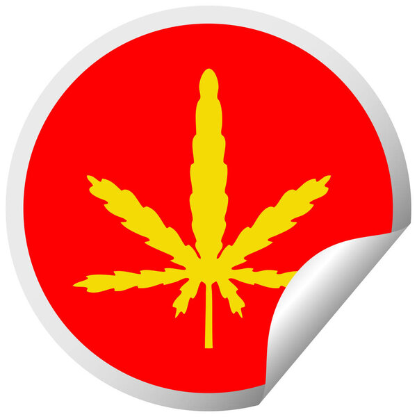 circular peeling sticker quirky cartoon marijuana