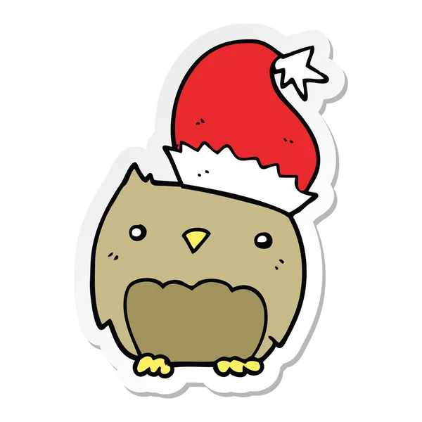 Sticker Van Een Leuk Kerst Uil — Stockvector