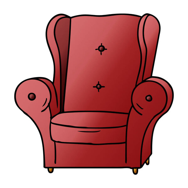 gradient cartoon doodle of an old armchair 