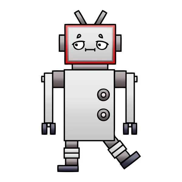 Gradient Grijs Cartoon Van Een Robot — Stockvector