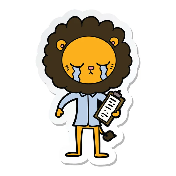 Sticker Crying Cartoon Lion — Stock Vector