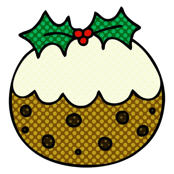 Bande Dessinée Style Bizarre Dessin Animé Pudding Noël — Image vectorielle