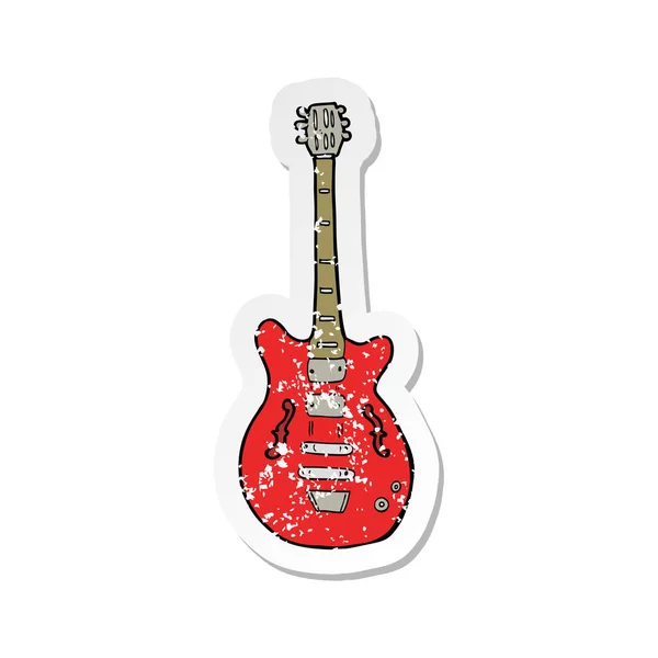 Retro distressed sticker of a cartoon electric guitar — Stock Vector