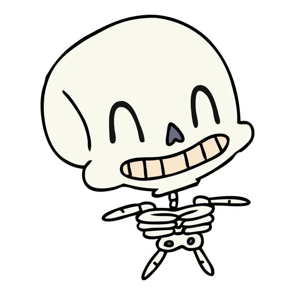 Desenho animado de esqueleto kawaii assustador — Vetor de Stock