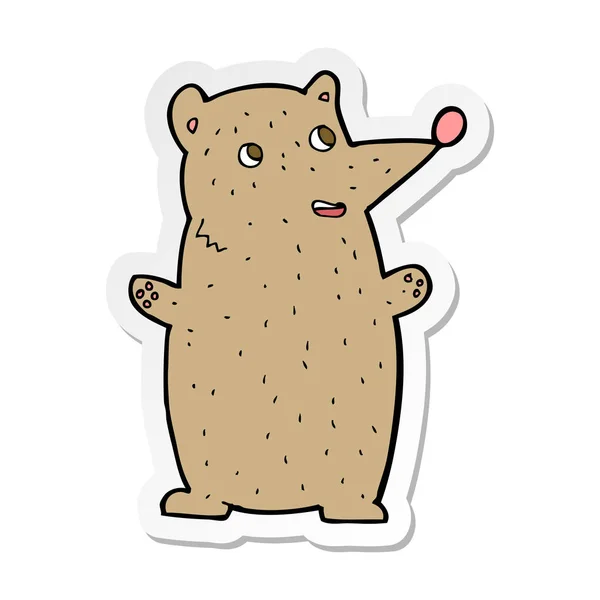 Sticker Funny Cartoon Bear — Stock Vector