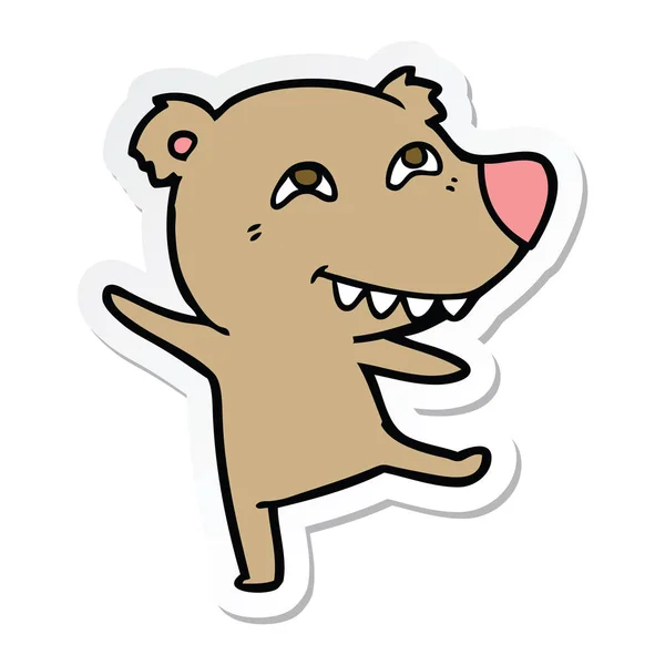 Etiqueta Uma Dança Urso Desenho Animado — Vetor de Stock