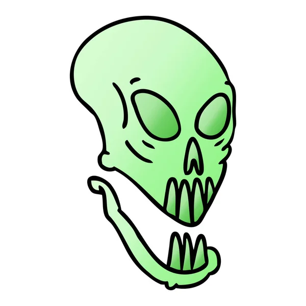 Hand Drawn Gradient Cartoon Doodle Skull Head — Stock Vector