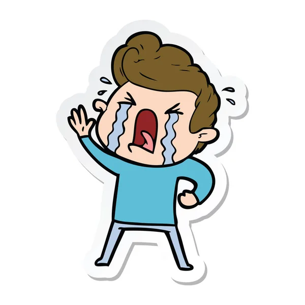 Sticker van een cartoon huilen man — Stockvector