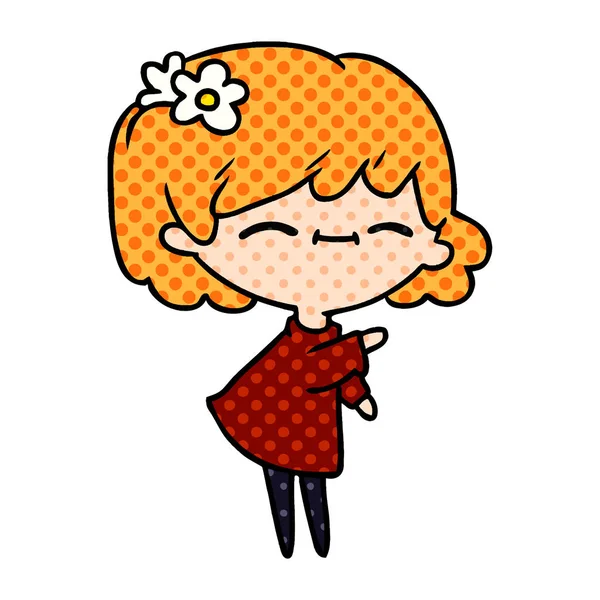 Dibujos animados de linda chica kawaii — Vector de stock