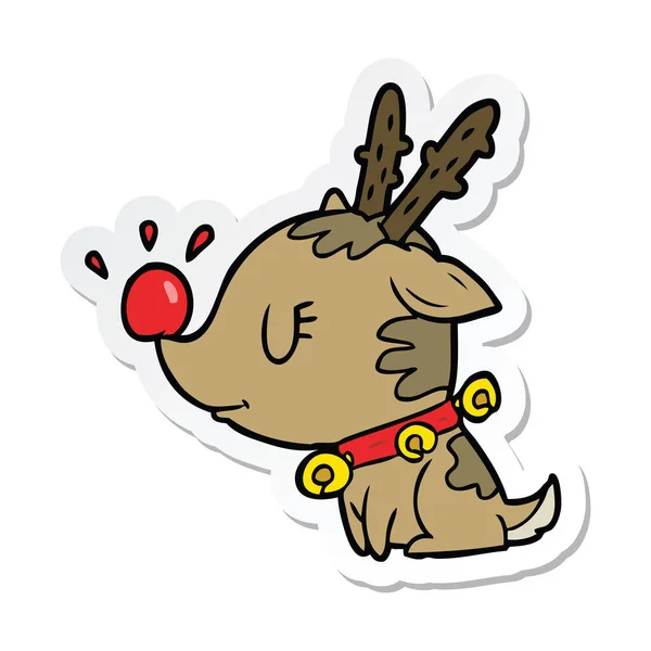 Adesivo di un cartone animato renne di Natale — Vettoriale Stock