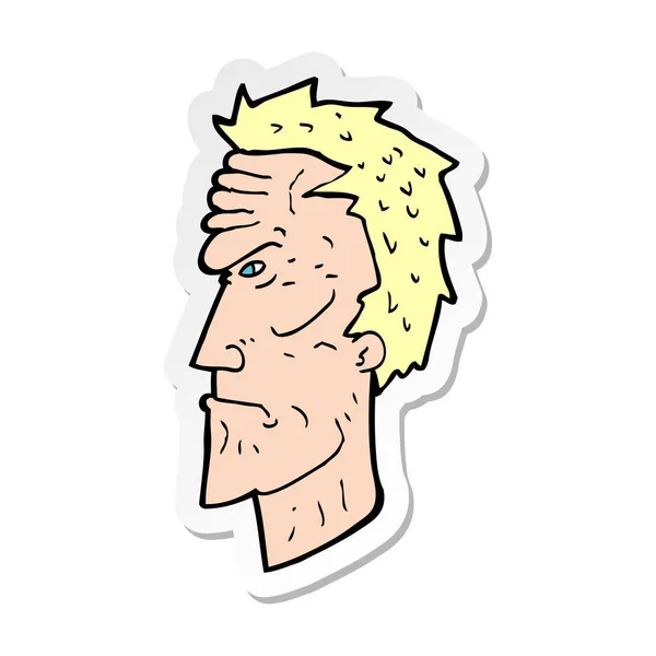 Sticker van een cartoon boos gezicht — Stockvector