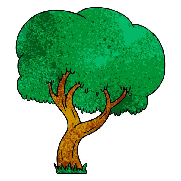 Dessin Animé Texturé Main Gribouillage Arbre Été — Image vectorielle