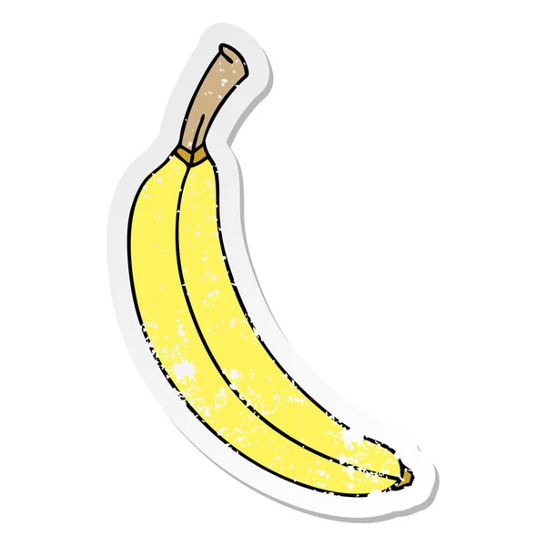 Adesivo angosciato di una banana cartone animato disegnato a mano eccentrico — Vettoriale Stock