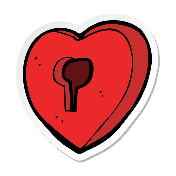 Sticker of a cartoon heart with keyhole — Stock Vector