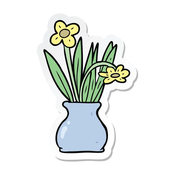 Sticker Cartoon Flower Pot — Stock Vector
