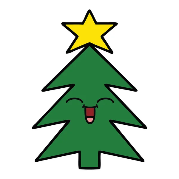 Lindo Dibujo Animado Árbol Navidad — Vector de stock