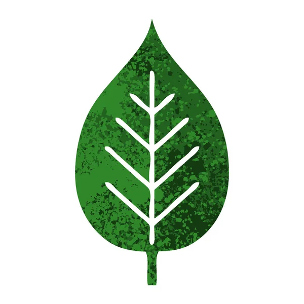 Ilustracja retro stylu cartoon zielony liść — Wektor stockowy