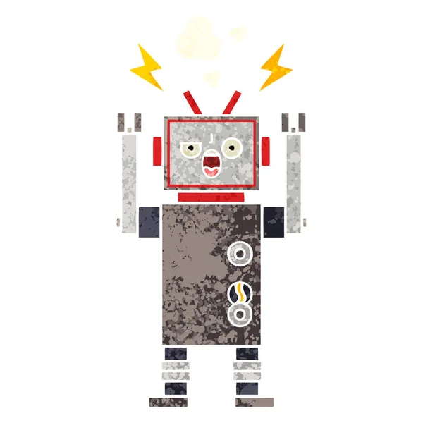 Retro Illustration Style Cartoon Broken Robot — Stock Vector