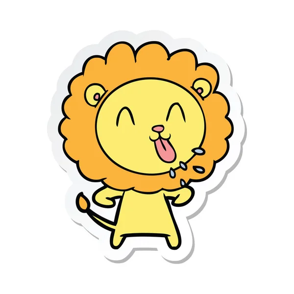 Наклейка щасливого мультяшного лева — стоковий вектор