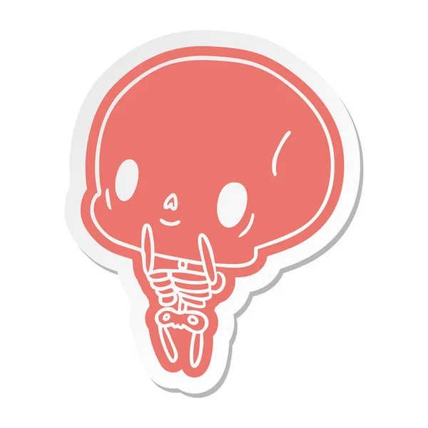 Cartoon Sticker Kawaii Schattig Dode Skeleton — Stockvector