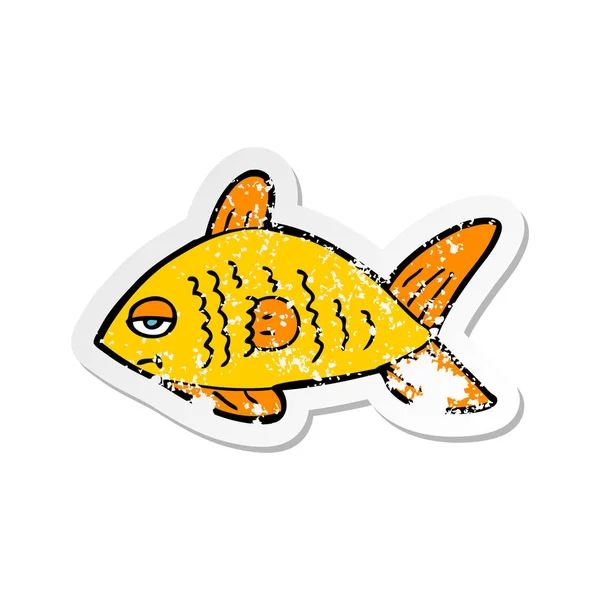 レトロな不良漫画の面白い魚のステッカー — ストックベクタ