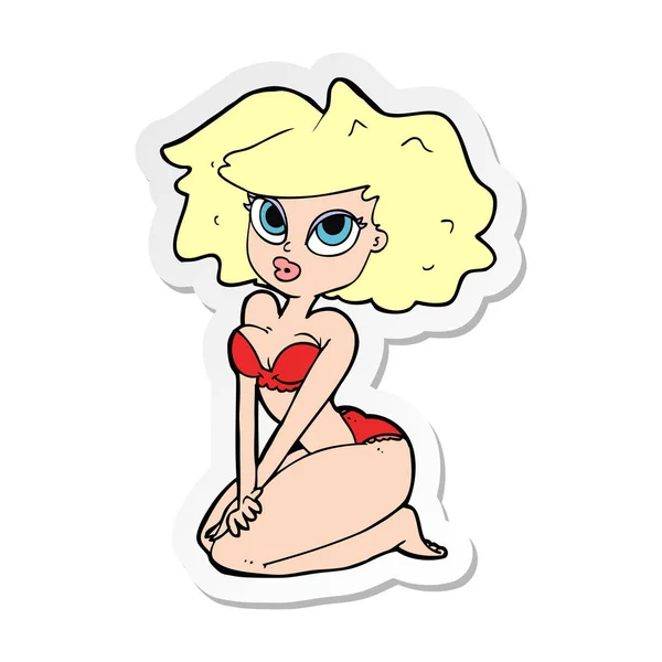 Sticker Cartoon Woman Wearing Bikini — Stock Vector