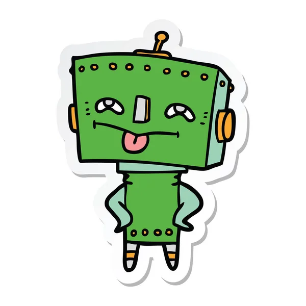 Pegatina de un robot de dibujos animados — Vector de stock