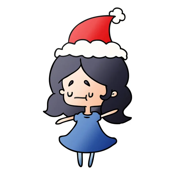 Navidad gradiente de dibujos animados de chica kawaii — Vector de stock