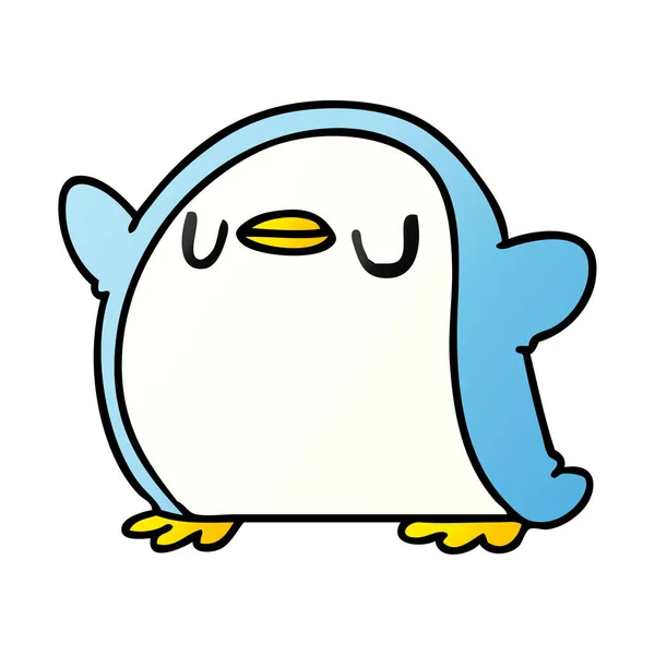 Gradient Cartoon Illustration Kawaii Eines Niedlichen Pinguins — Stockvektor