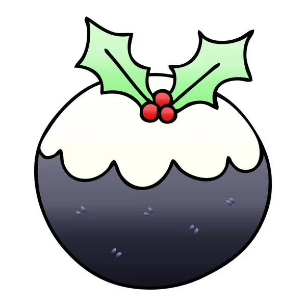 Gradiente peculiar sombreado desenho animado pudim de Natal — Vetor de Stock