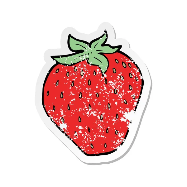 Autocollant en détresse rétro d'une fraise de dessin animé — Image vectorielle