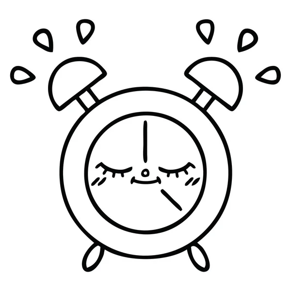 Dibujo Línea Dibujos Animados Reloj Despertador — Vector de stock