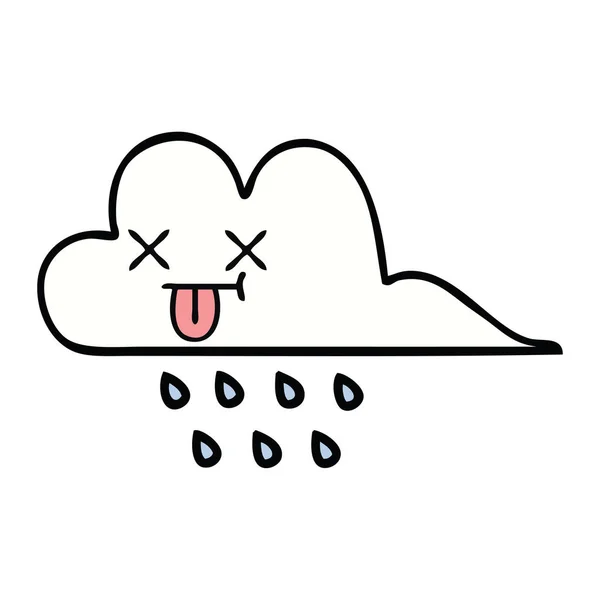 雨の雲のかわいい漫画 — ストックベクタ