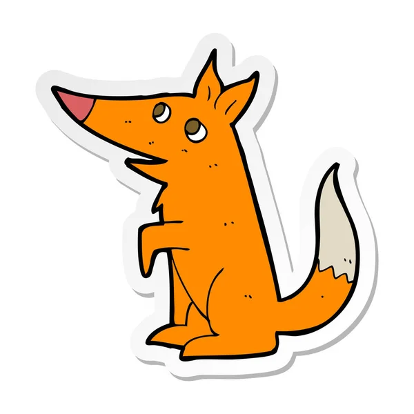 Sticker of a cartoon fox cub — Stock Vector
