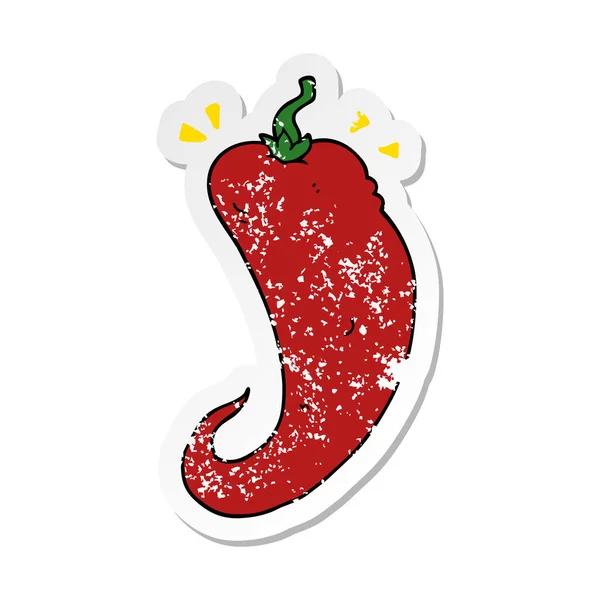 Distressed sticker of a cartoon chili pepper — Stock Vector